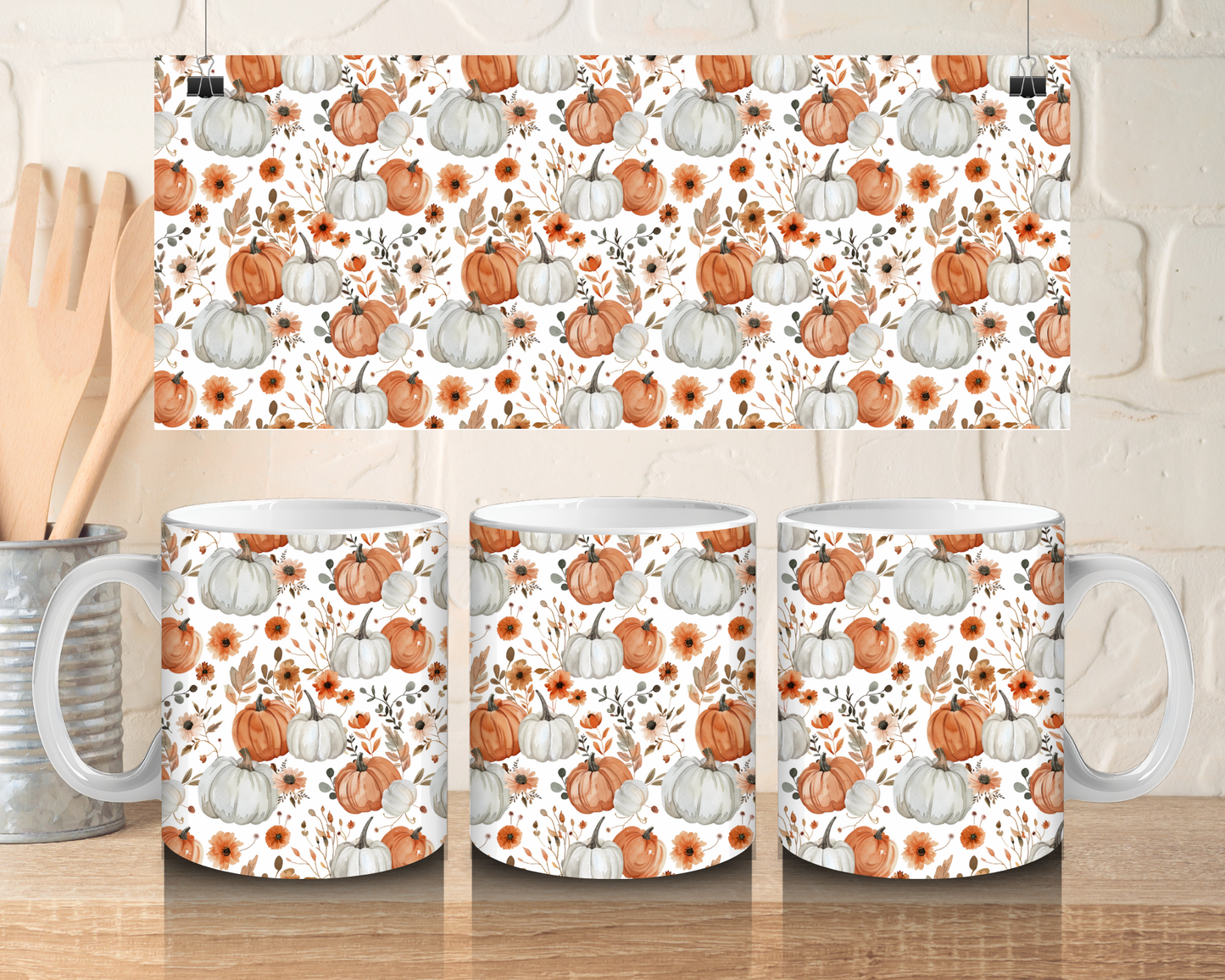 Orange and white pumpkins - 11oz Ceramic mug