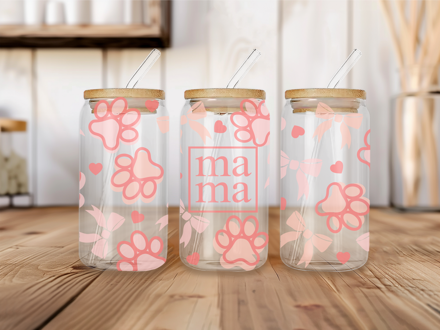 Mama paw print 16oz Libbey can