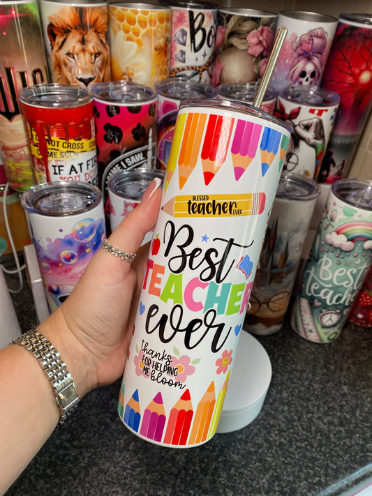 Best teacher ever - coloured pencils - 20oz tumbler