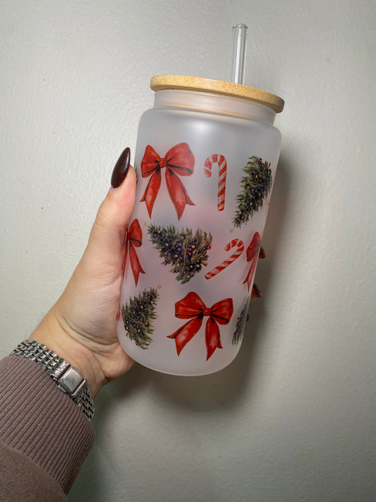 Christmas tree bows - 16oz libbey can