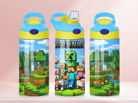 Block life - 12oz flip straw water bottle