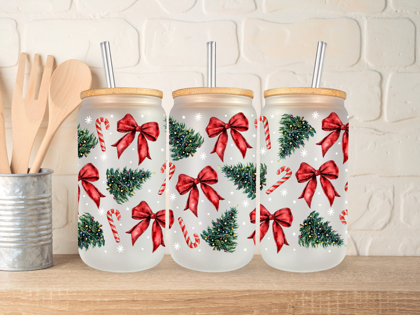 Christmas tree bows - 16oz libbey can