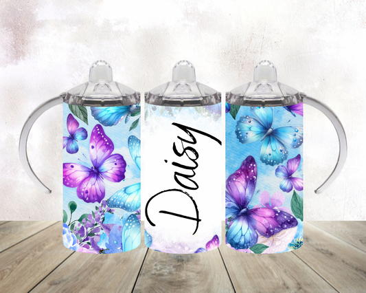 Purple butterflies personalised - 12oz tumbler