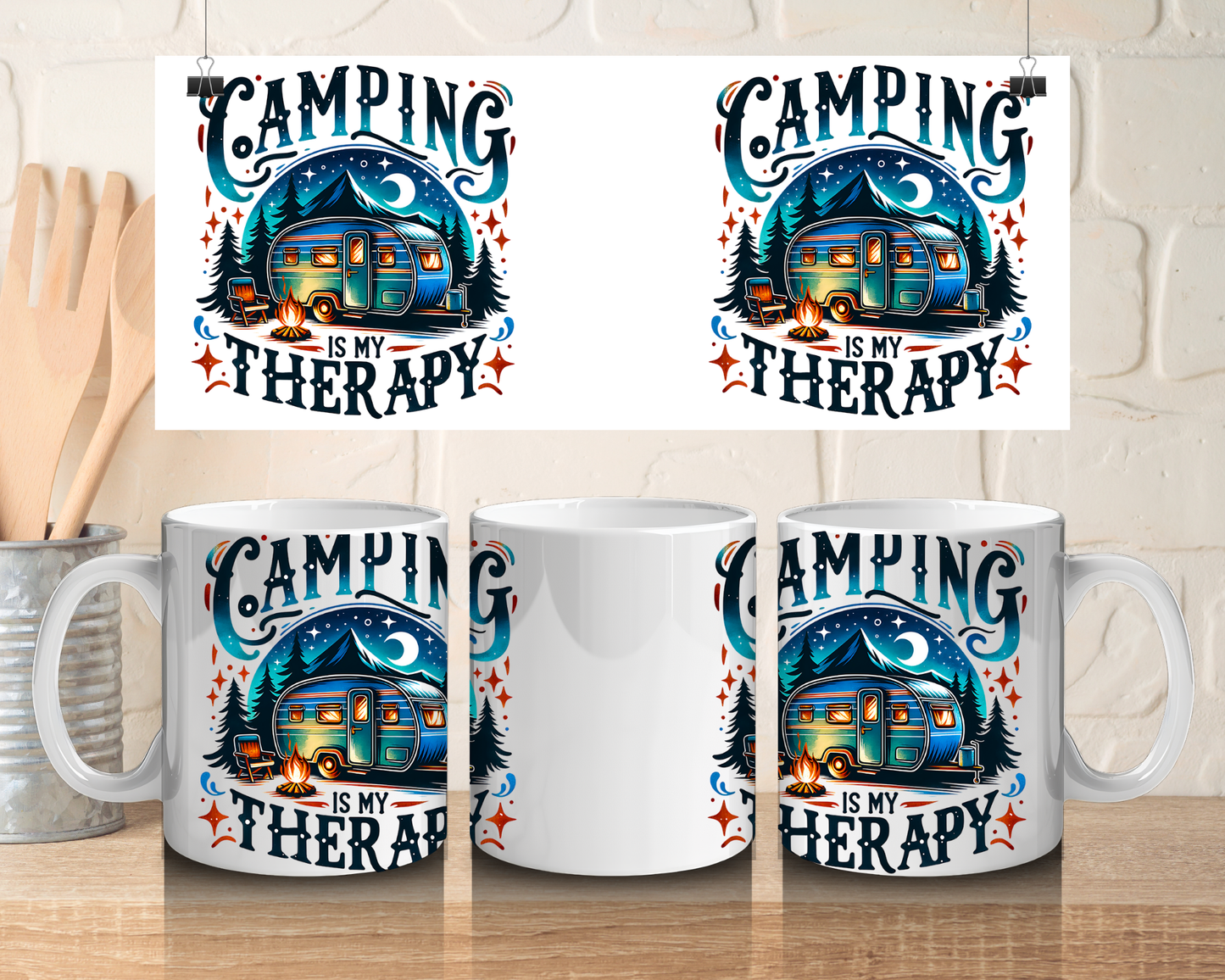 Camping is my therapy - 11oz Ceramic mug
