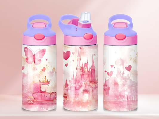 Princess castle - 12oz flip straw water bottle