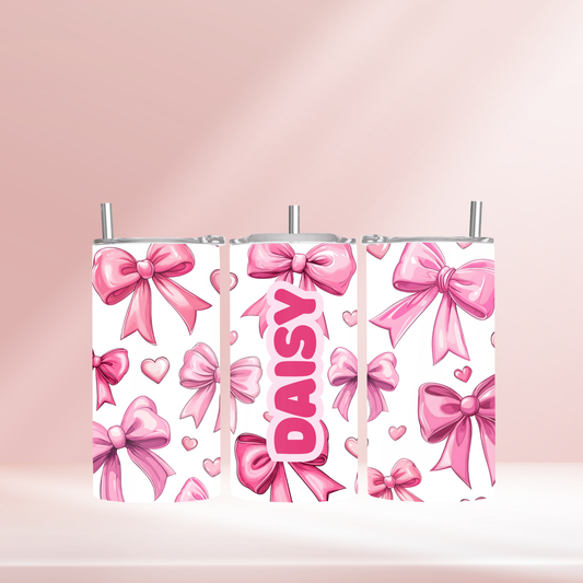 Pink bows - 12oz standard/ sippy tumbler