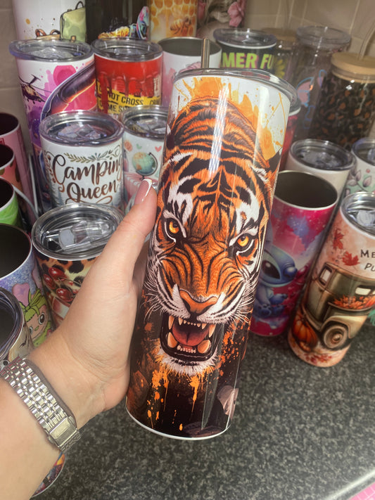 Tiger with sunflowers - 20oz tumbler