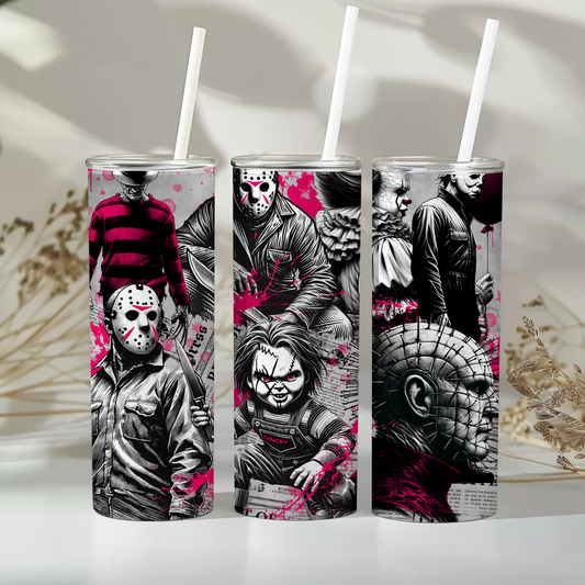 Horror characters - pink-  20oz tumbler