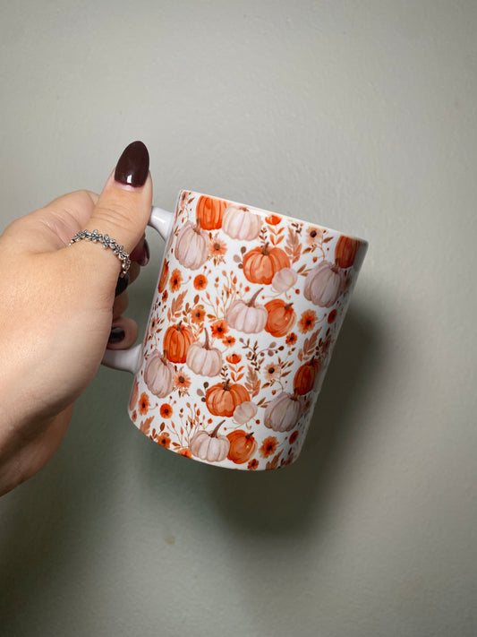 Orange and white pumpkins - 11oz Ceramic mug