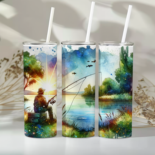 Fishing watercolour - 20oz tumbler