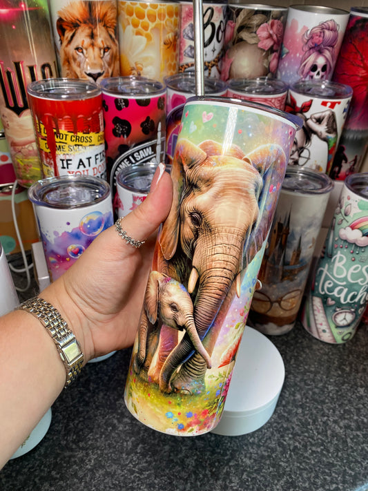 Elephants - mama & baby - 20oz tumbler