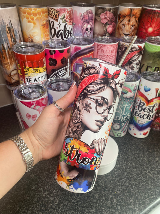 Autism mom - strong -  20oz tumbler