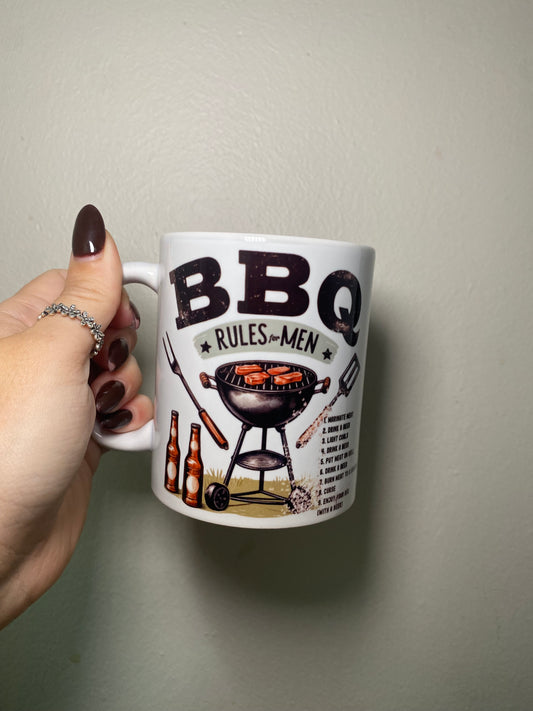 BBQ rules for men - 11oz Ceramic mug