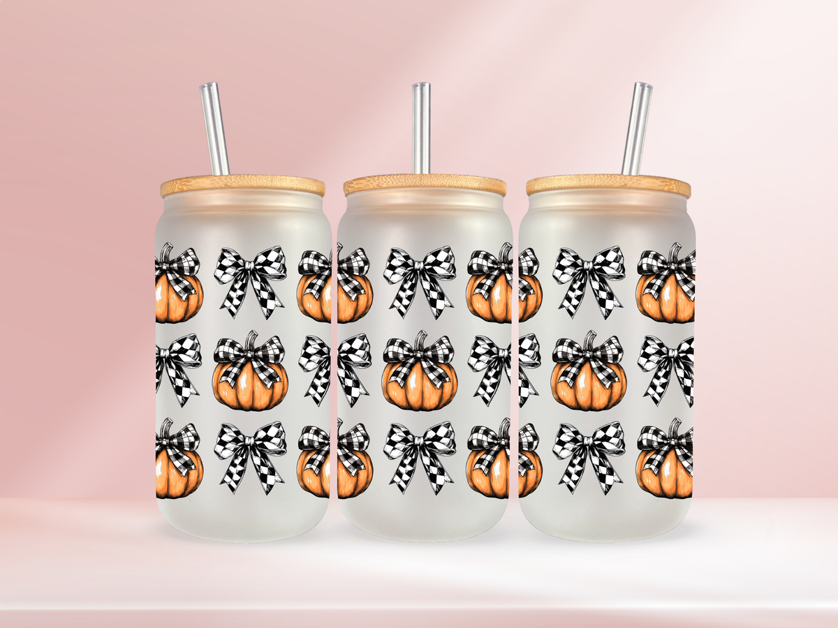 Checkered pumpkins - 16oz libbey glass
