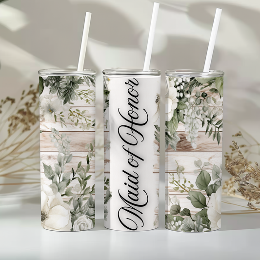Maid of honor - Rustic flowers - 20oz tumbler