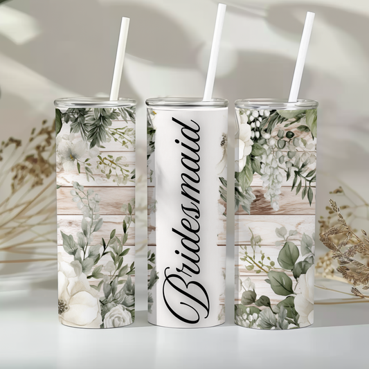 Bridesmaid - Rustic flowers - 20oz tumbler