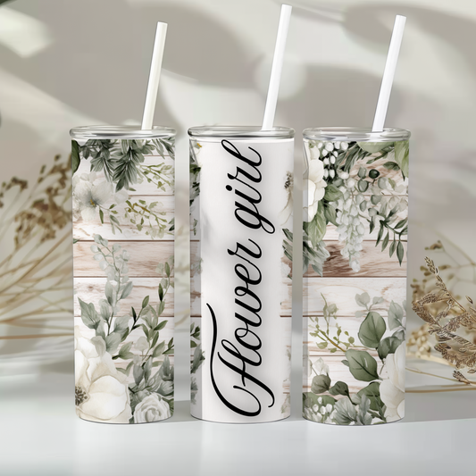 Flower girl - Rustic flowers - 12oz tumbler