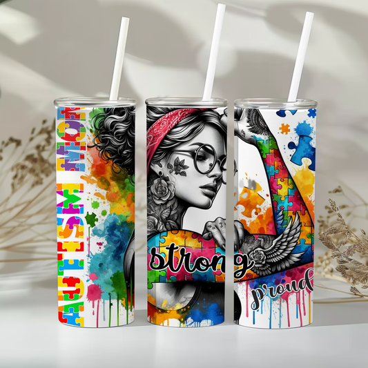 Autism mom - strong -  20oz tumbler