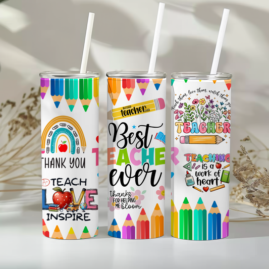 Best teacher ever - coloured pencils - 20oz tumbler
