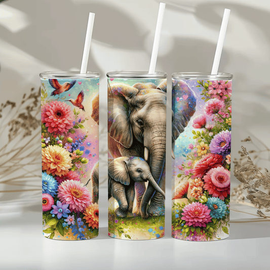 Elephants - mama & baby - 20oz tumbler