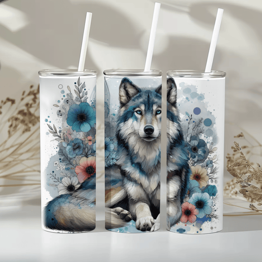 Floral wolf - 20oz tumbler
