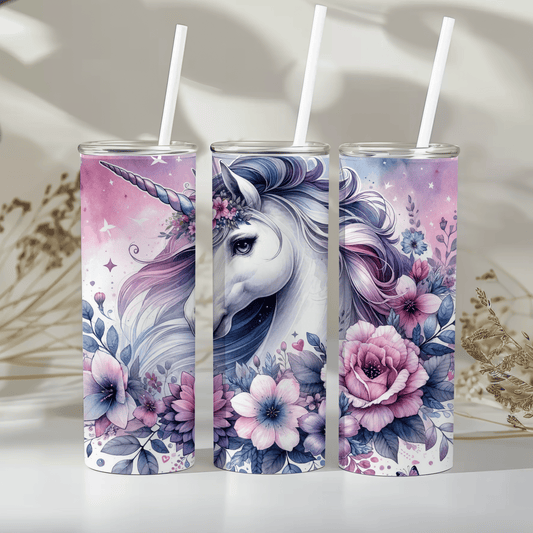 Floral unicorn - 20oz tumbler