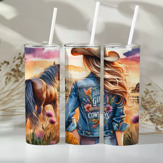 Just a girl who loves cowboys - 20oz tumbler
