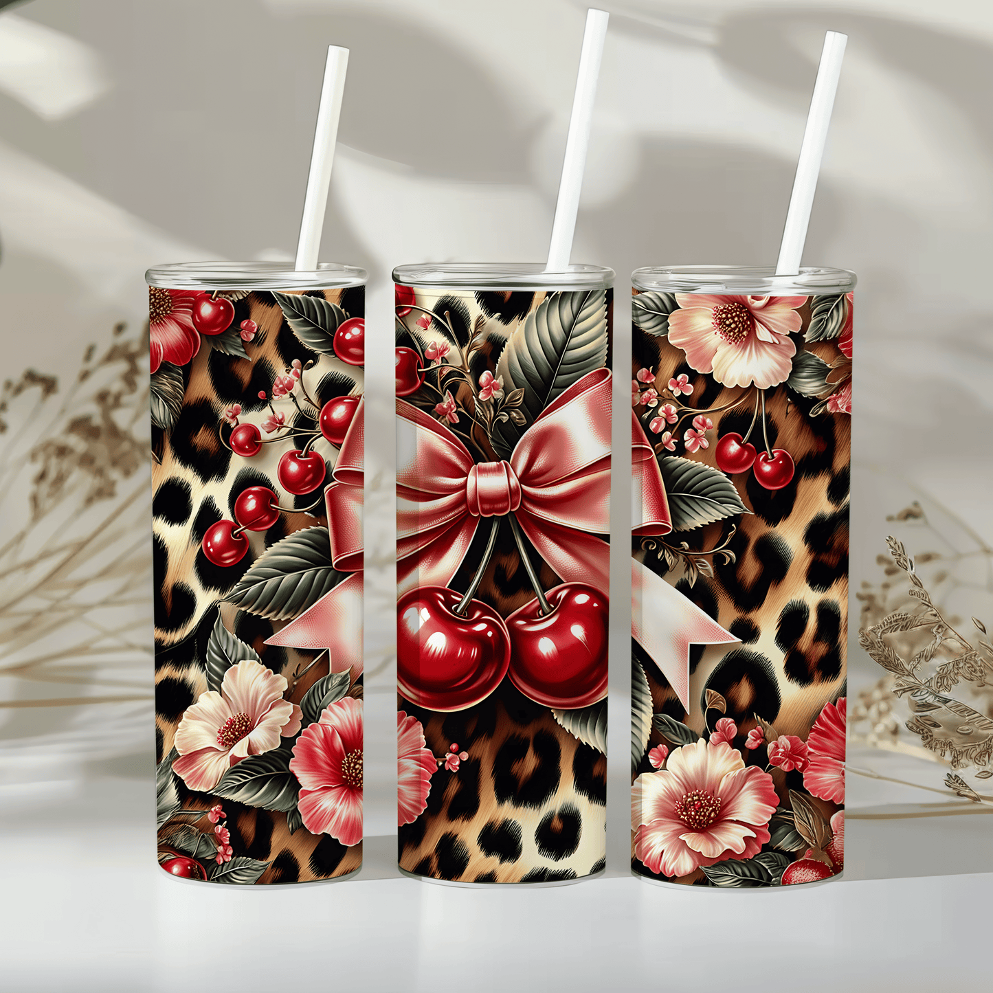 Leopard print cherry - 20oz tumbler