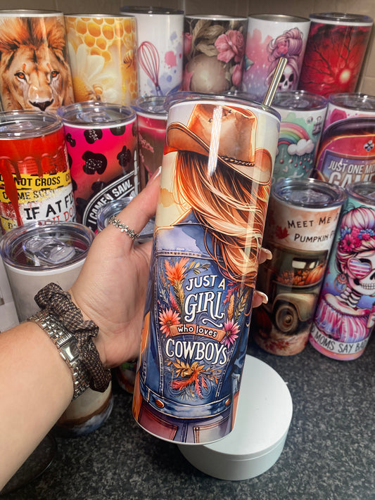Just a girl who loves cowboys - 20oz tumbler