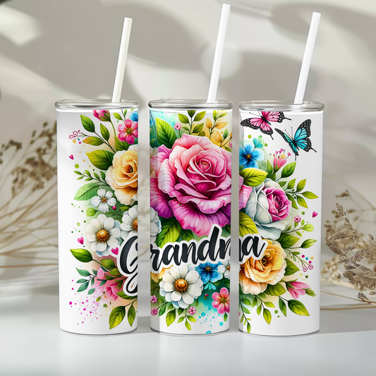 Grandma - floral - 20oz tumbler