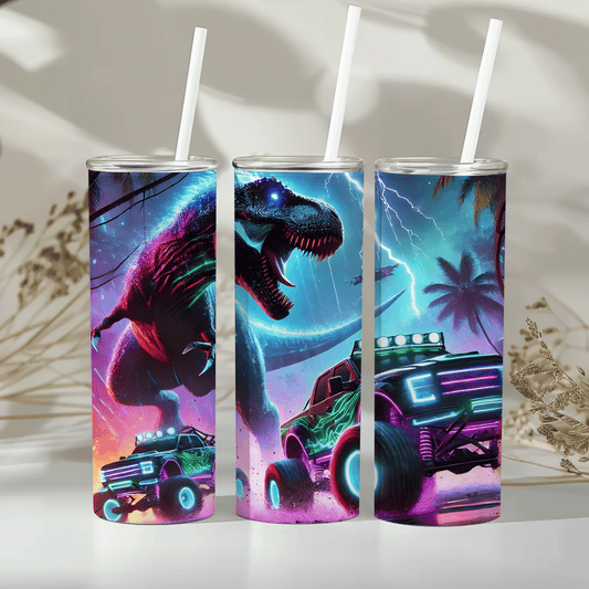 Neon dino mayhem - 20oz tumbler