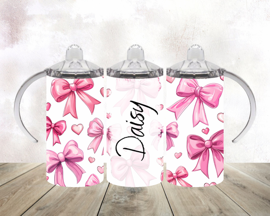 Personalised pink bows - 12oz tumbler