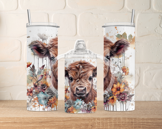 Mini me tumbler gift set - Baby highland cow