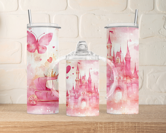 Mini me tumbler gift set - Pink princess castle