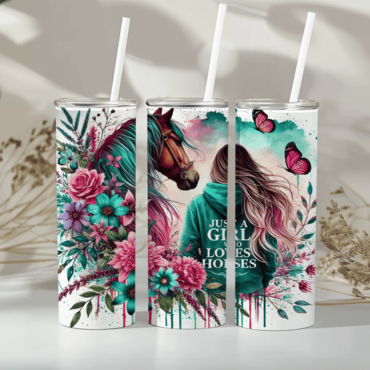 Just a girl who loves horses 2 - 20oz tumbler