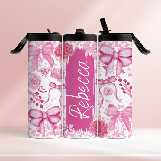 Pink bows 2 - personalised- 20oz tumbler