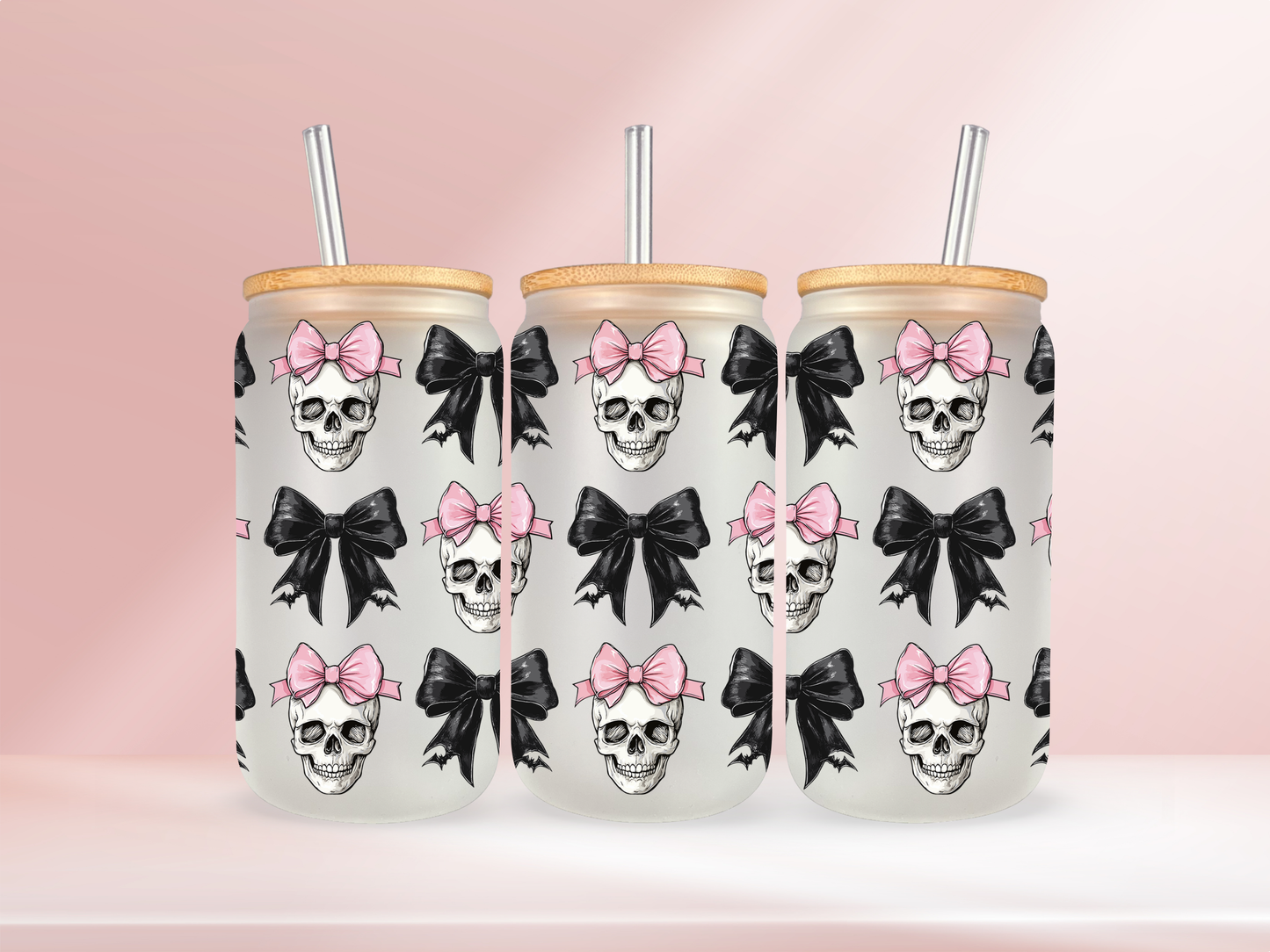 Skulls and bows - 16oz libbey glass