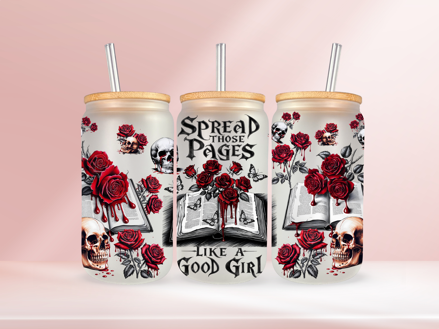 Dark Romance Book Girlie 16oz Libbey glass
