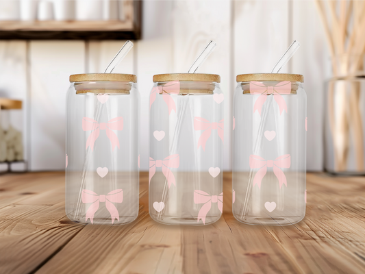 Hearts & Bows 16oz Libbey can