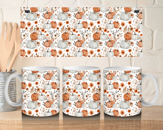 Orange and white pumpkins - 11oz Ceramic mug