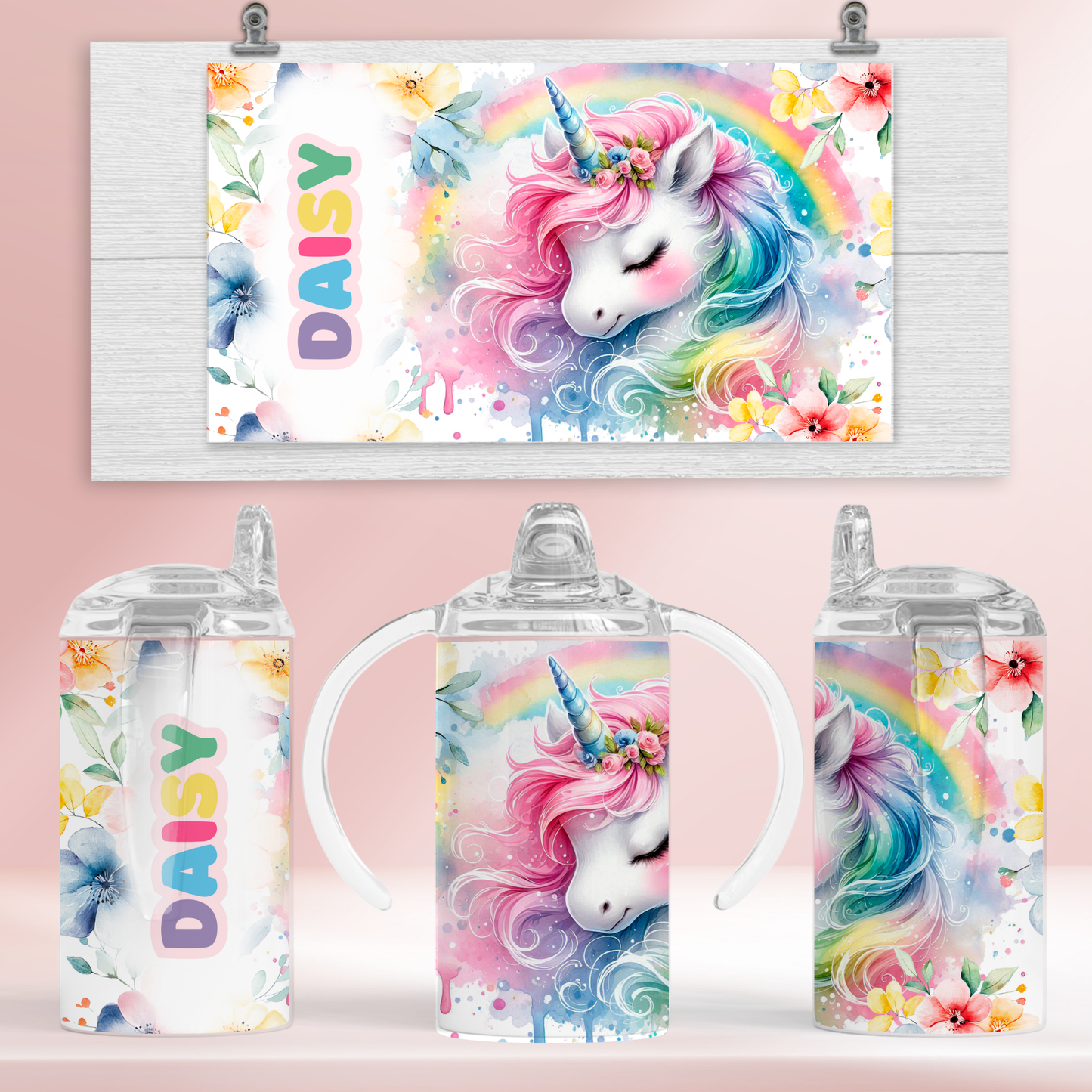 Personalised unicorn - 12oz standard/sippy tumbler