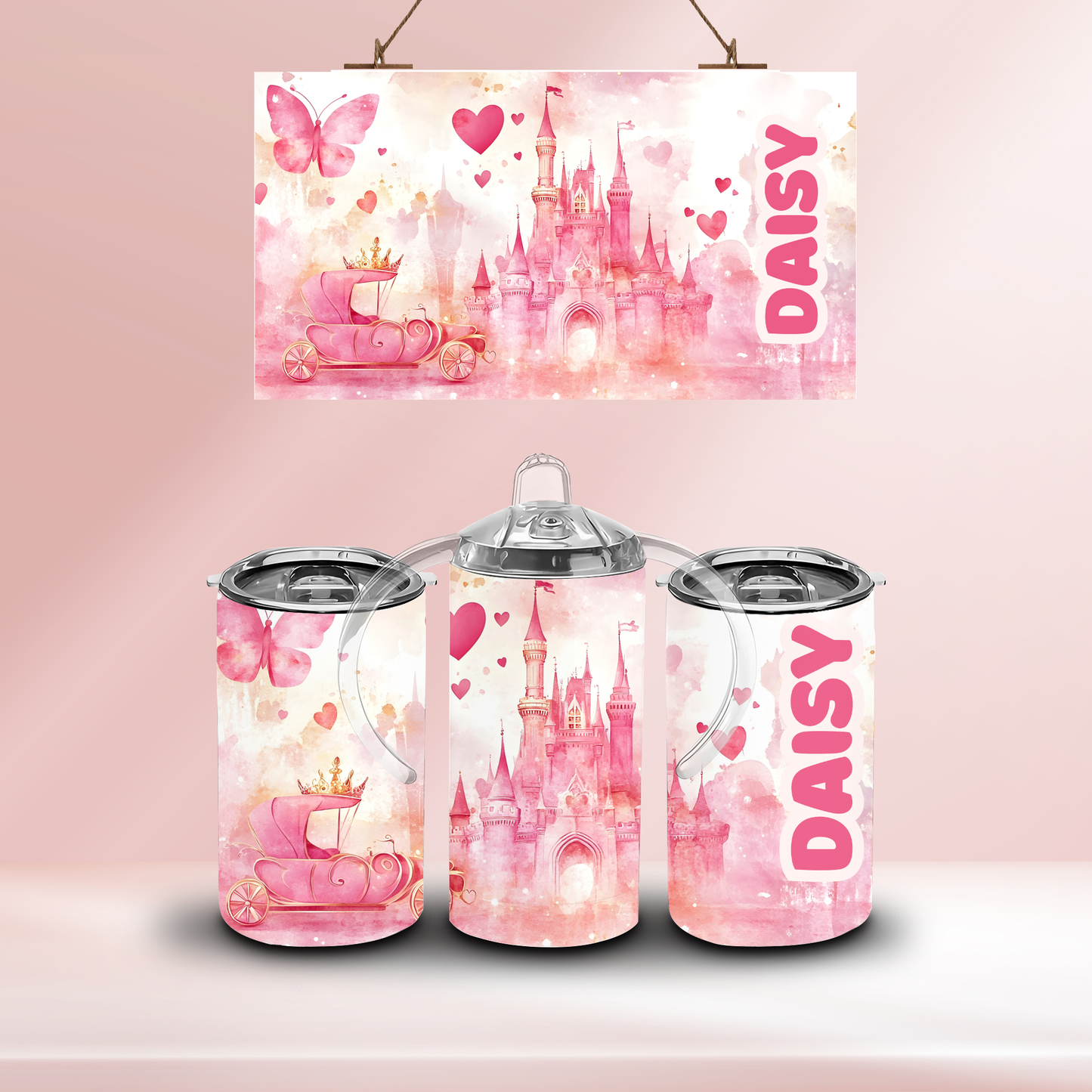 Pink princess castle - 12oz standard/sippy tumbler