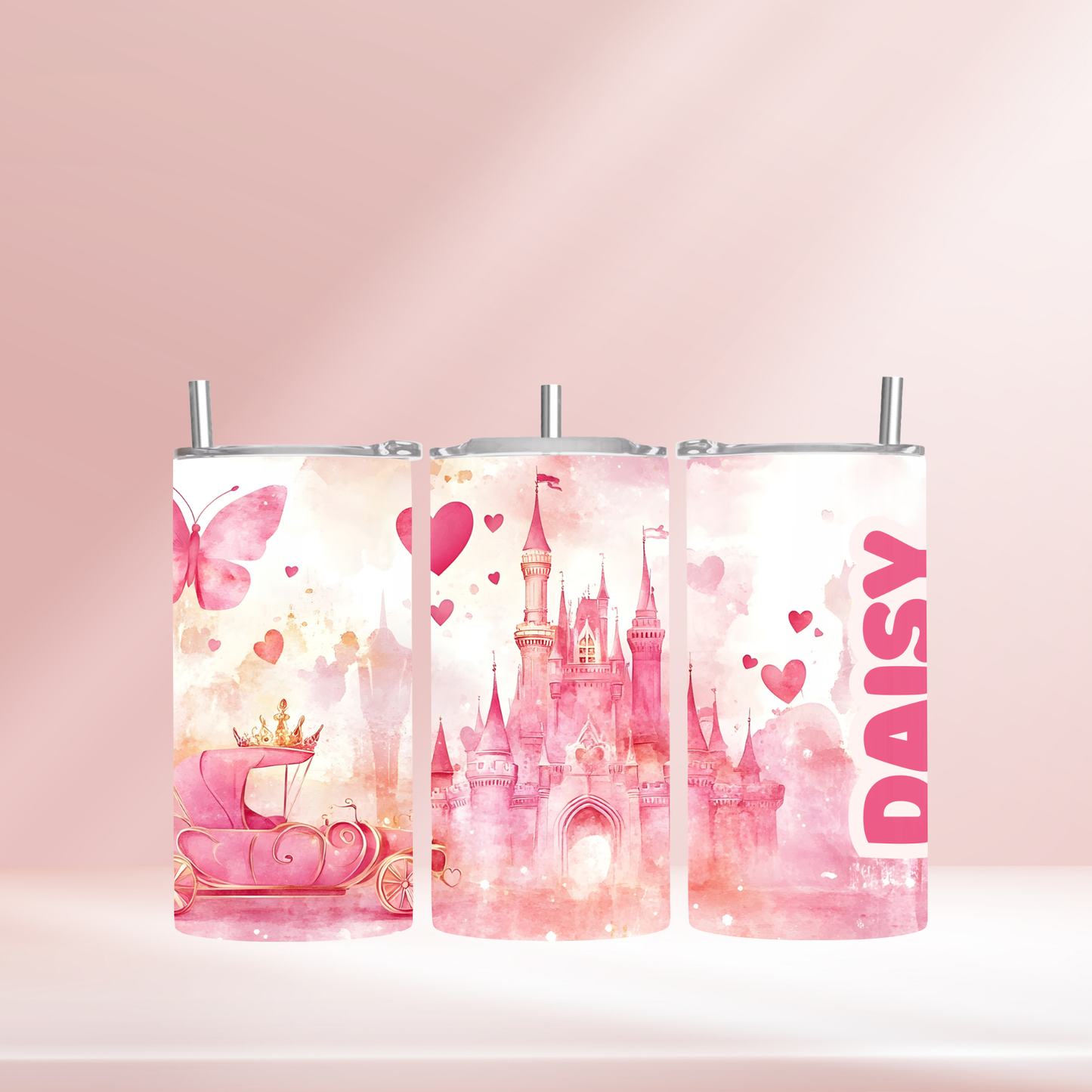 Pink princess castle - 12oz standard/sippy tumbler