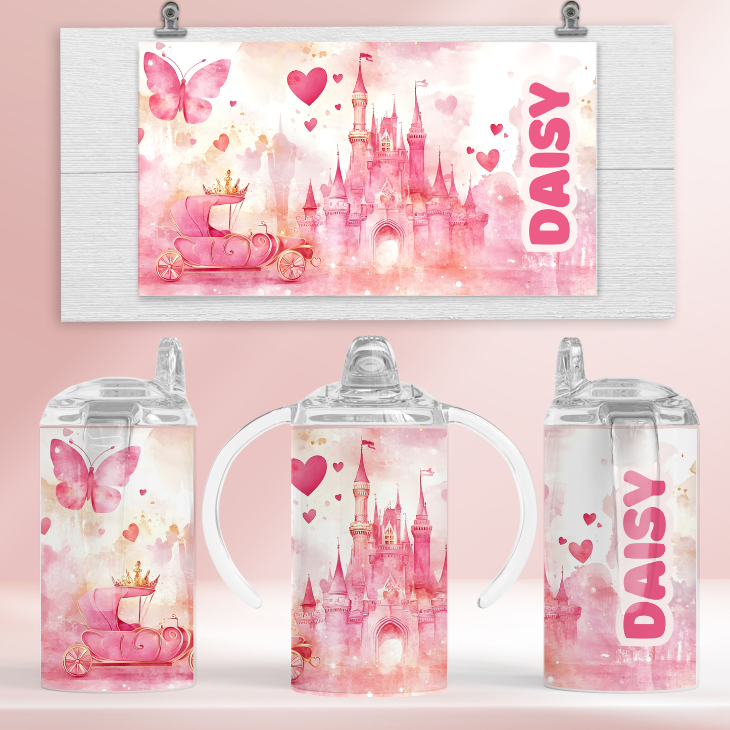 Pink princess castle - 12oz standard/sippy tumbler