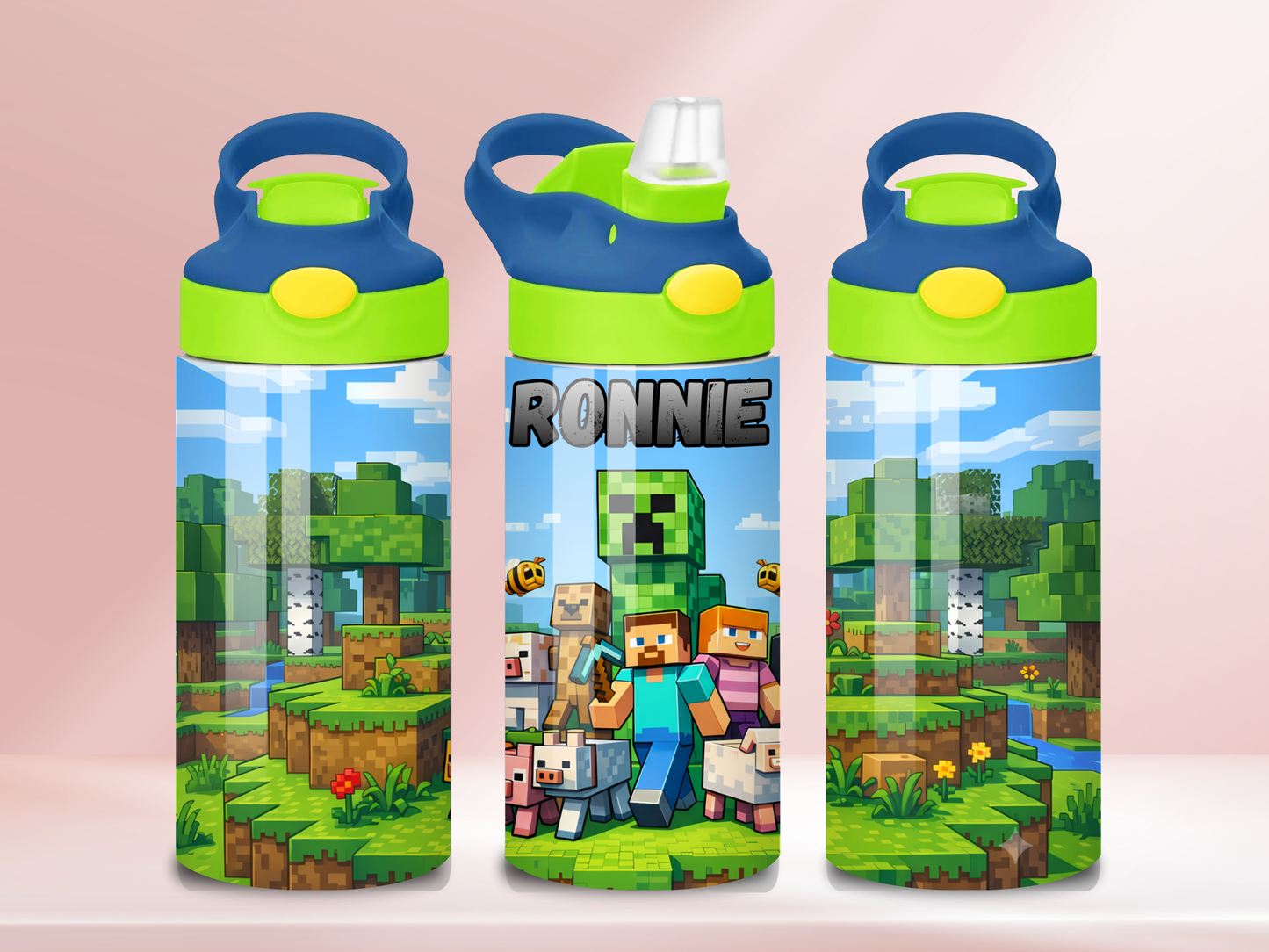 Block life - 12oz flip straw water bottle