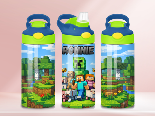 Block life - 12oz flip straw water bottle