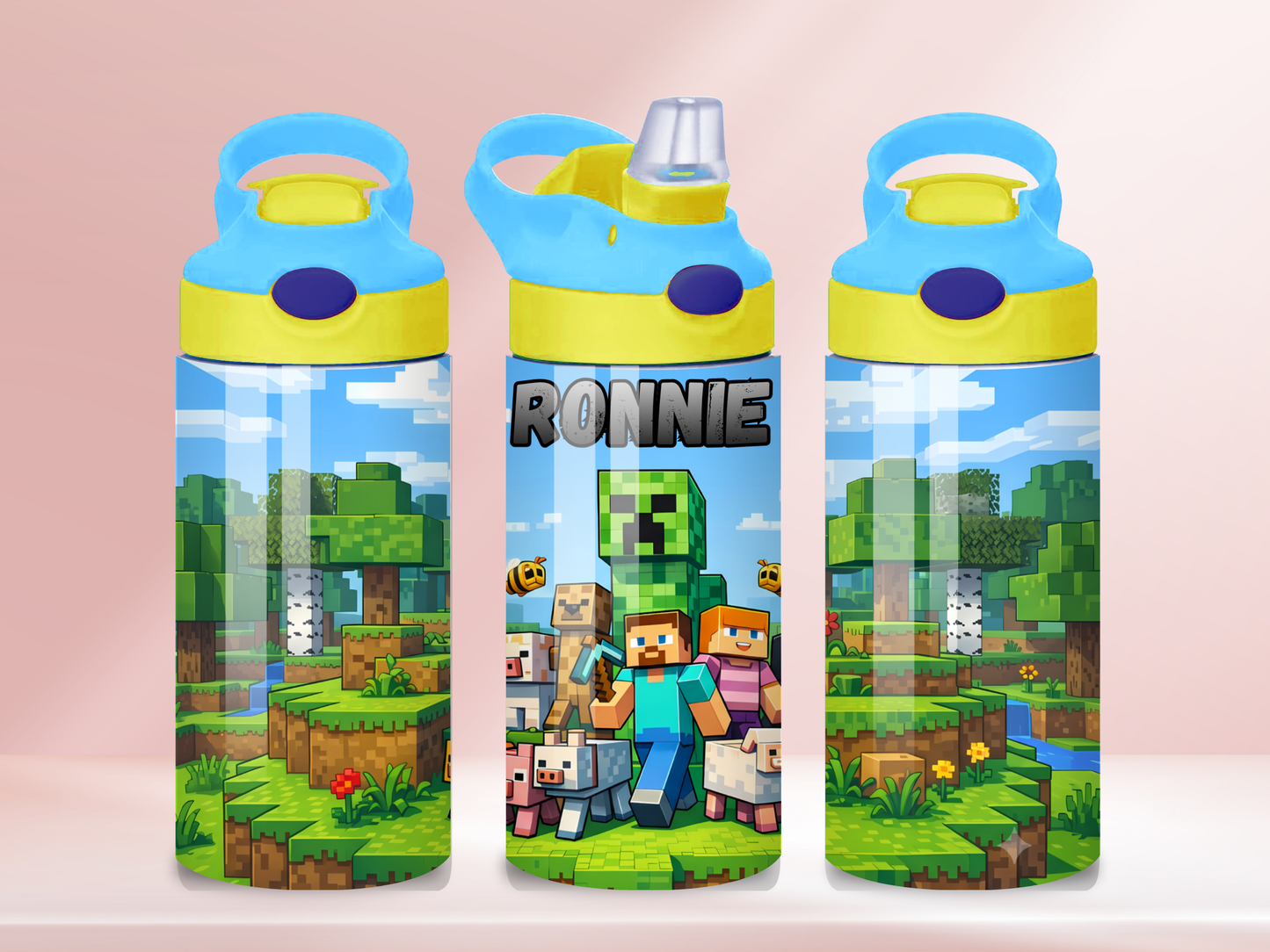 Block life - 12oz flip straw water bottle