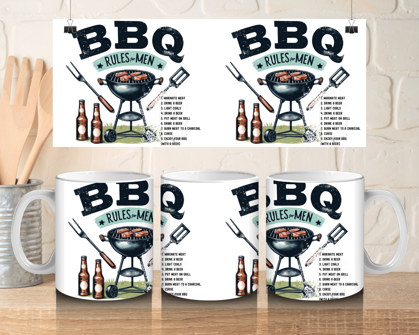 BBQ rules for men - 11oz Ceramic mug