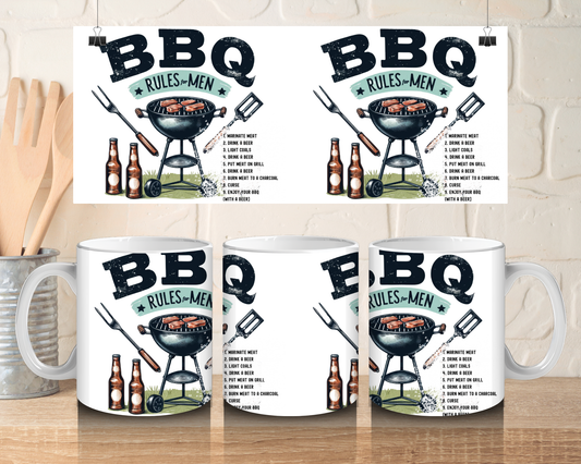 BBQ rules for men - 11oz Ceramic mug