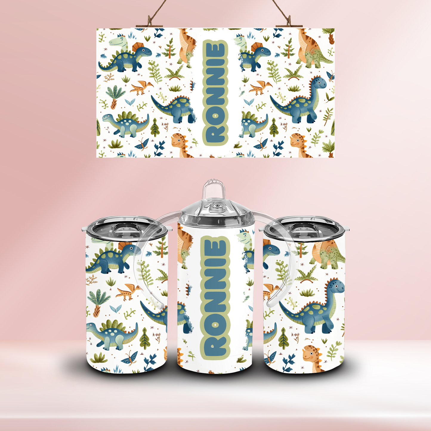 Personalised dinosaur - 12oz standard/sippy tumbler